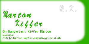 marton kiffer business card
